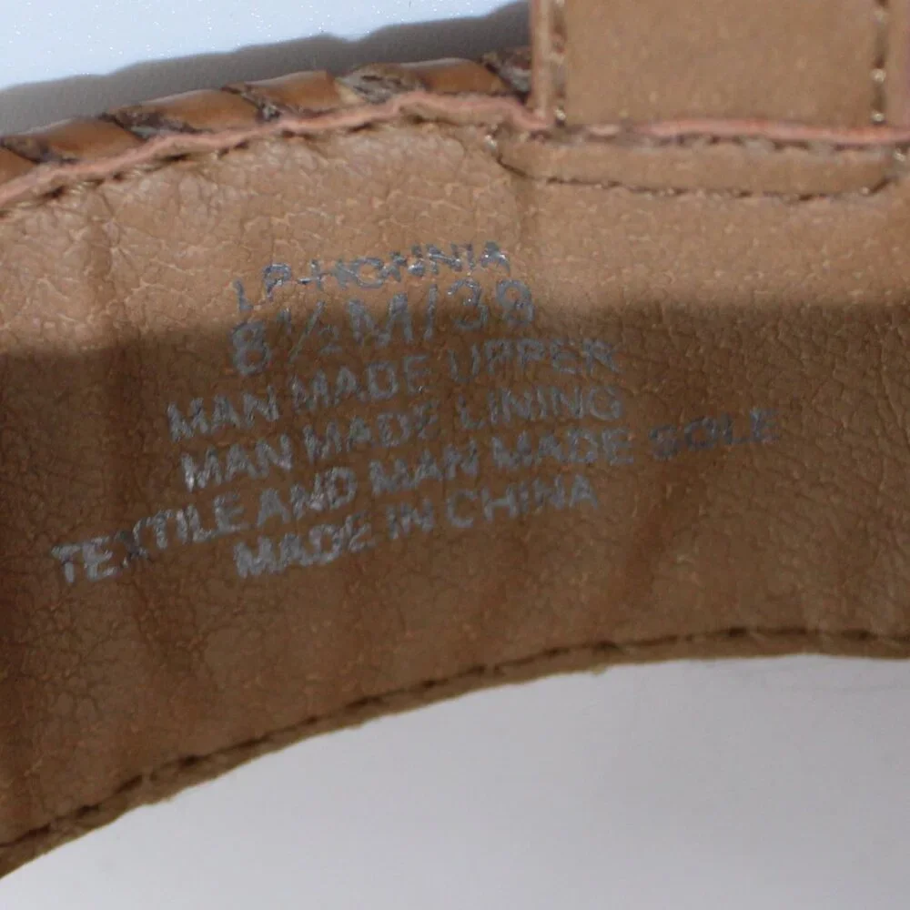 Lucky Brand Women's Brown Woven Strap Low Wedge Open Toe Sandals 6.5M - Picture 2 of 10